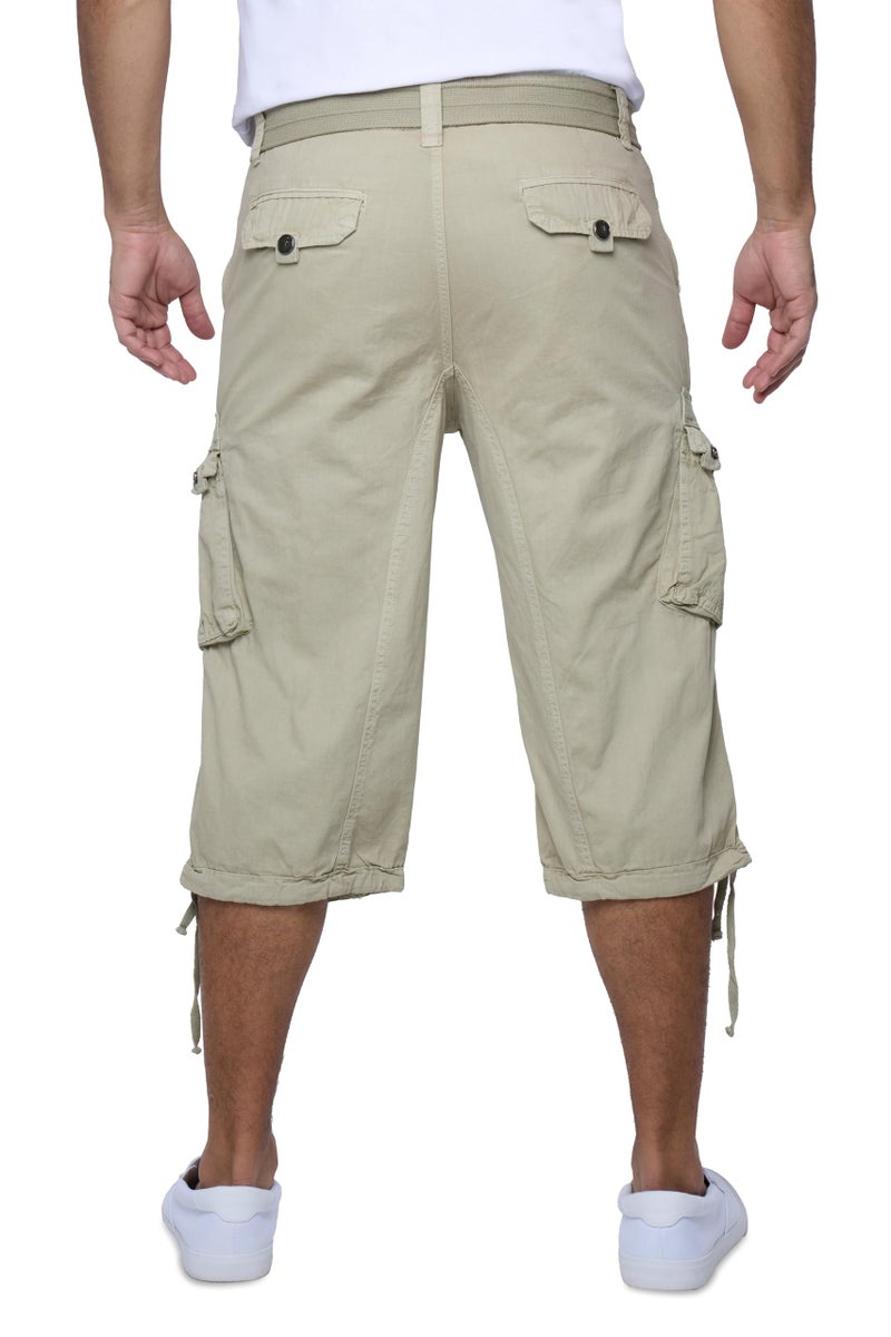 X RAY Men's Belted Long Cargo Shorts for Men, Below Knee Length Mens Cargo Shorts, 3/4 Pants (Big and Tall Shorts for Men) Stone 38 - Image 2